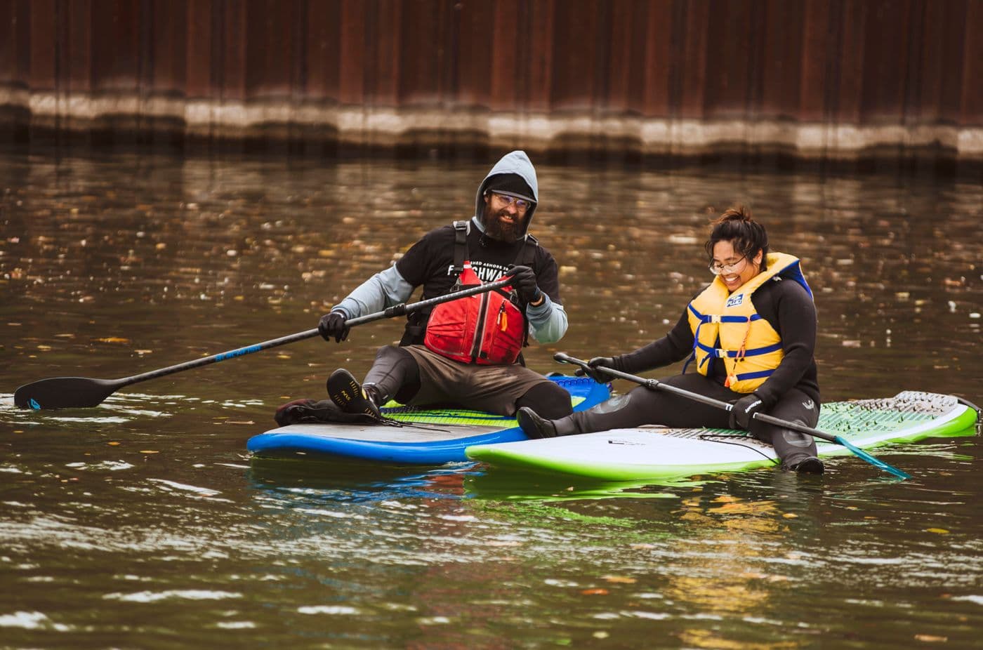 Paddleboarding along Squamish-Estuary, BC.